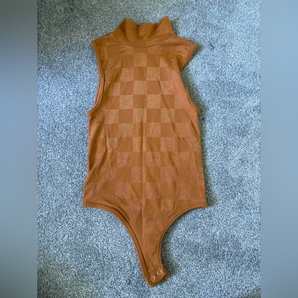 Forever 21 Tan Asymmetrical Bodysuit Top